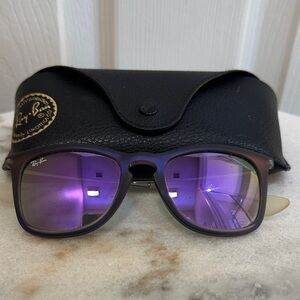 Ray-Ban Women’s Purple Mirror Lens Sunglasses with Brown Frame